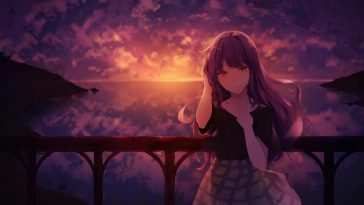 动漫女孩日落动态壁纸
