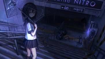 动漫女学生雨伞动态壁纸