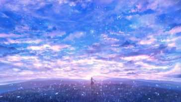动漫女孩天空下动态壁纸