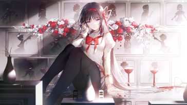 《魔法少女小圆》Homura Akemi鲜花动态壁纸