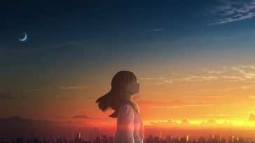 动漫女孩日落动态壁纸