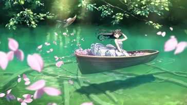 樱花船动漫少女动态壁纸