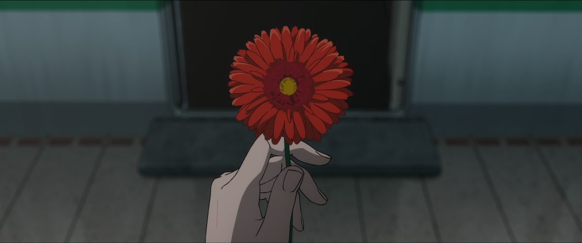 手持红花的治愈风动画壁纸