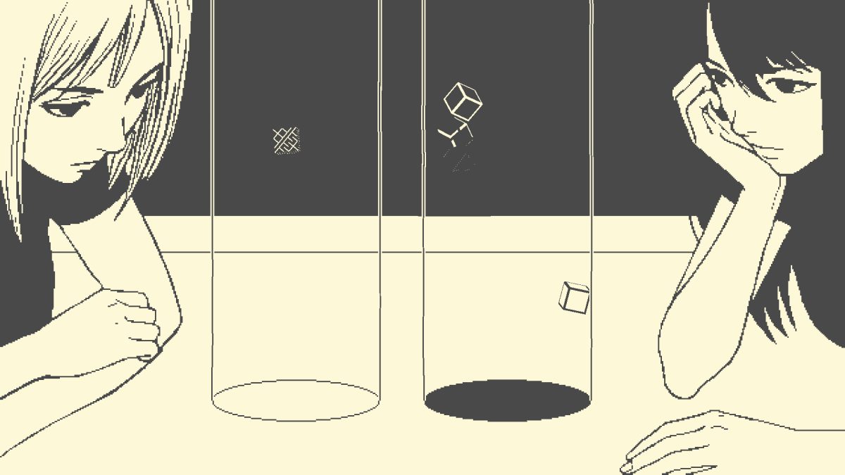 两个女孩与立方体