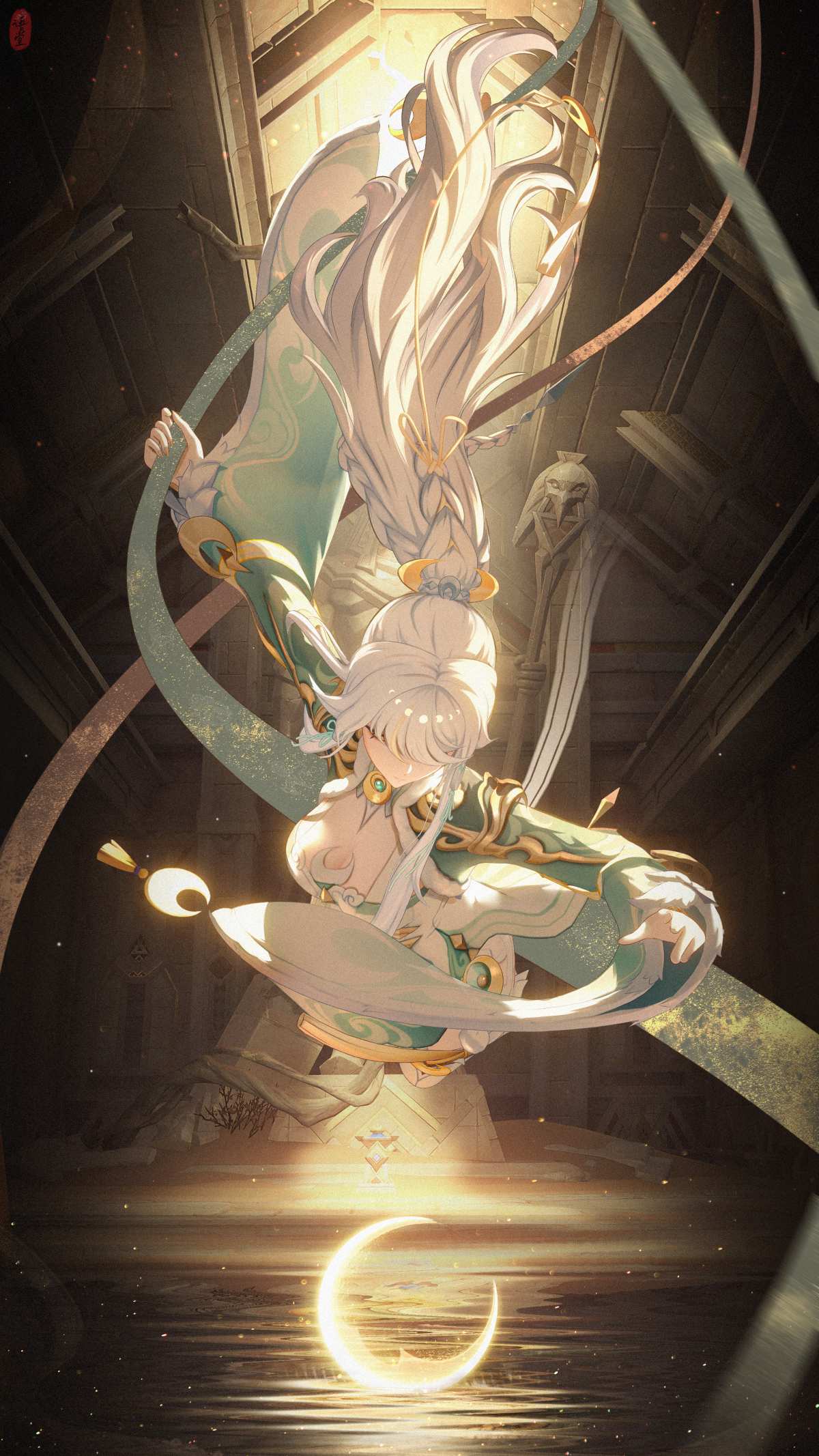 月光下的白发少女