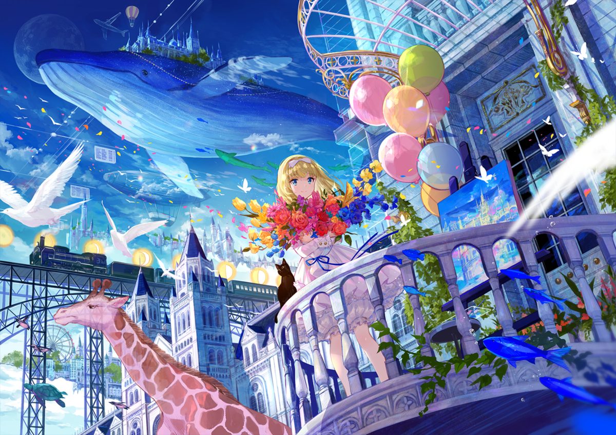 梦幻鲸鱼与少女