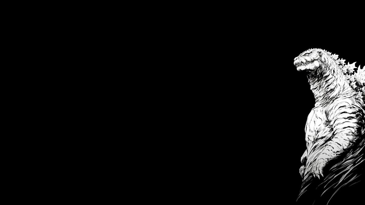 哥斯拉黑白壁纸