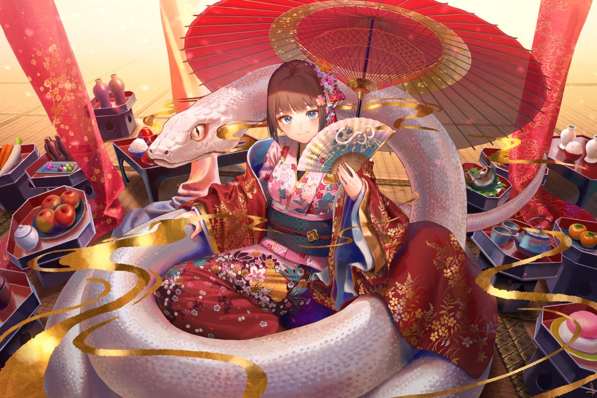 红伞下的古风少女