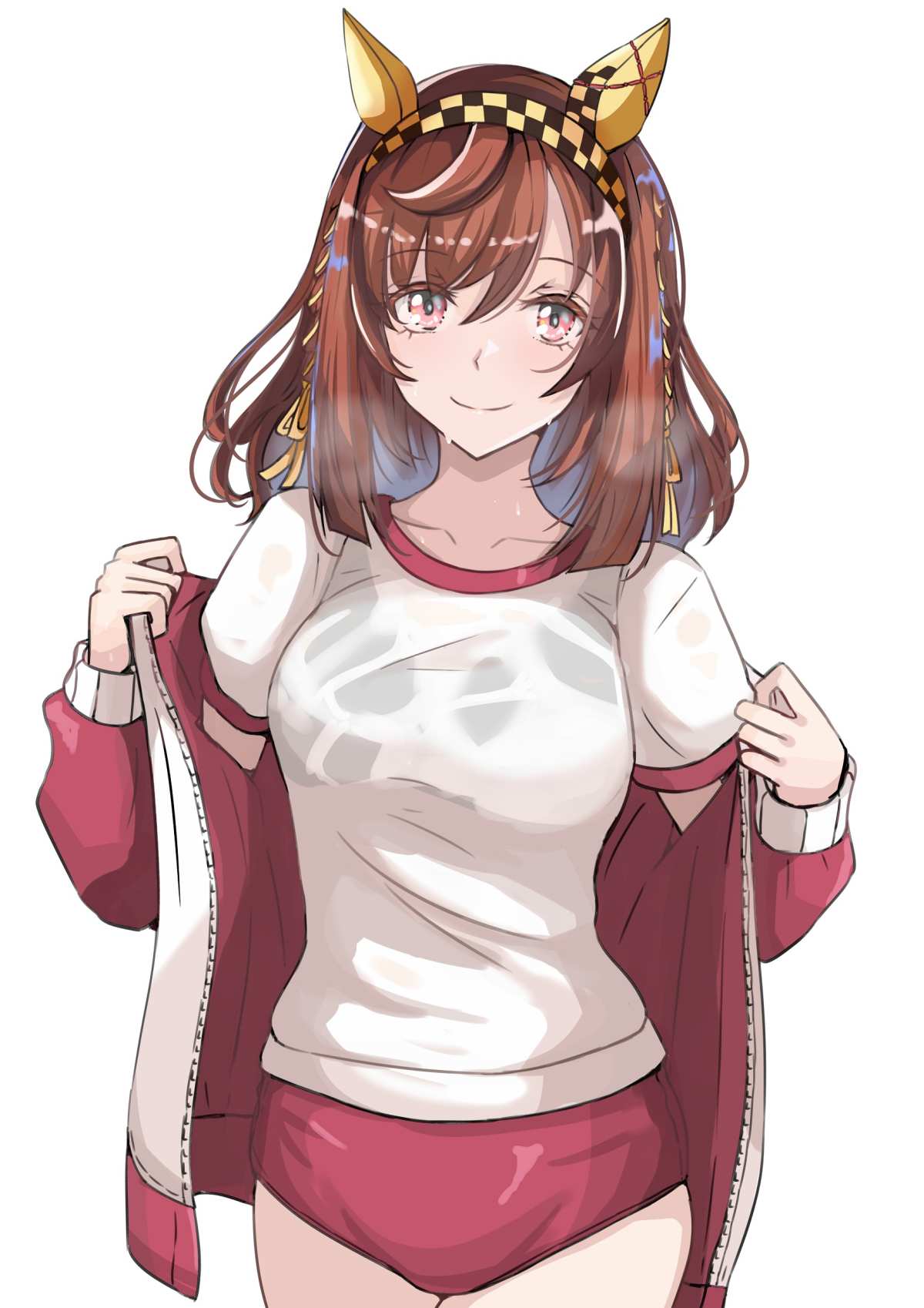 动漫女孩白底红衣