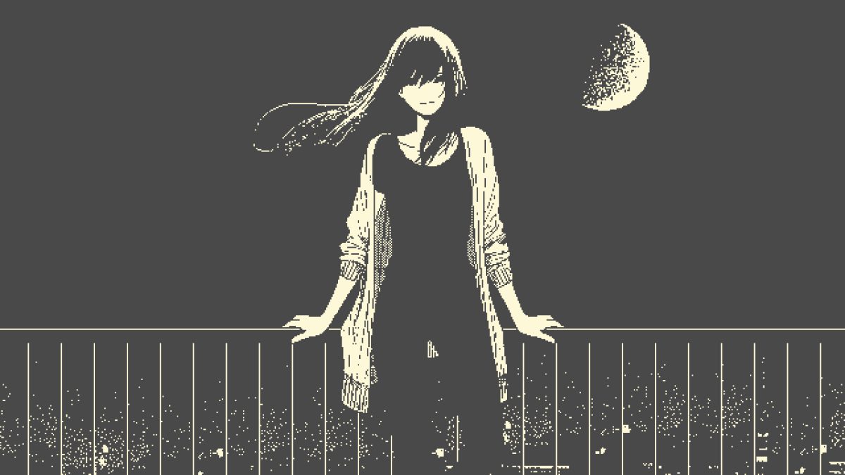 像素风女孩夜空