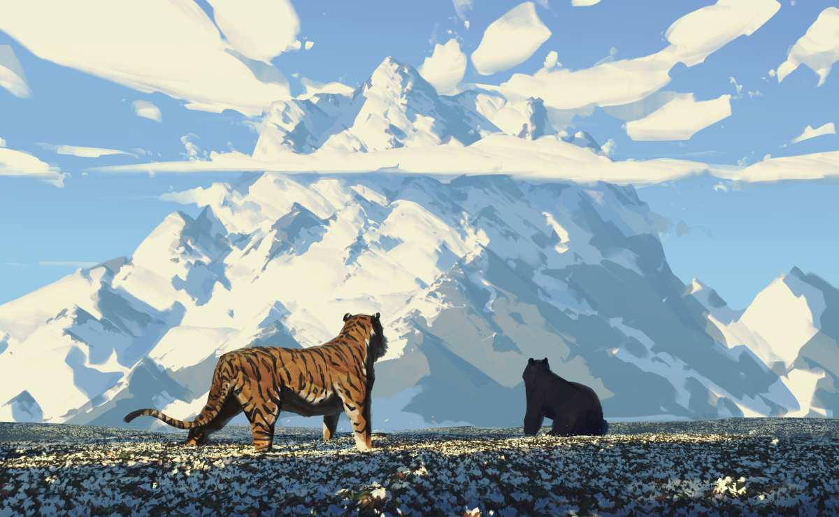 雪域猛虎与黑熊