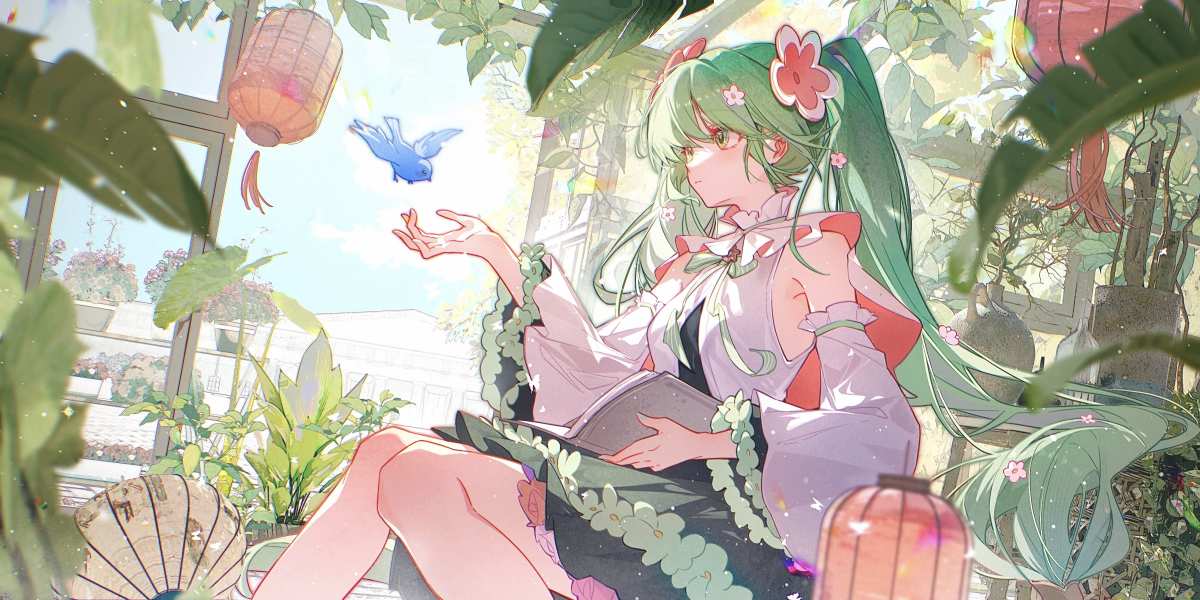 绿色长发动漫女孩