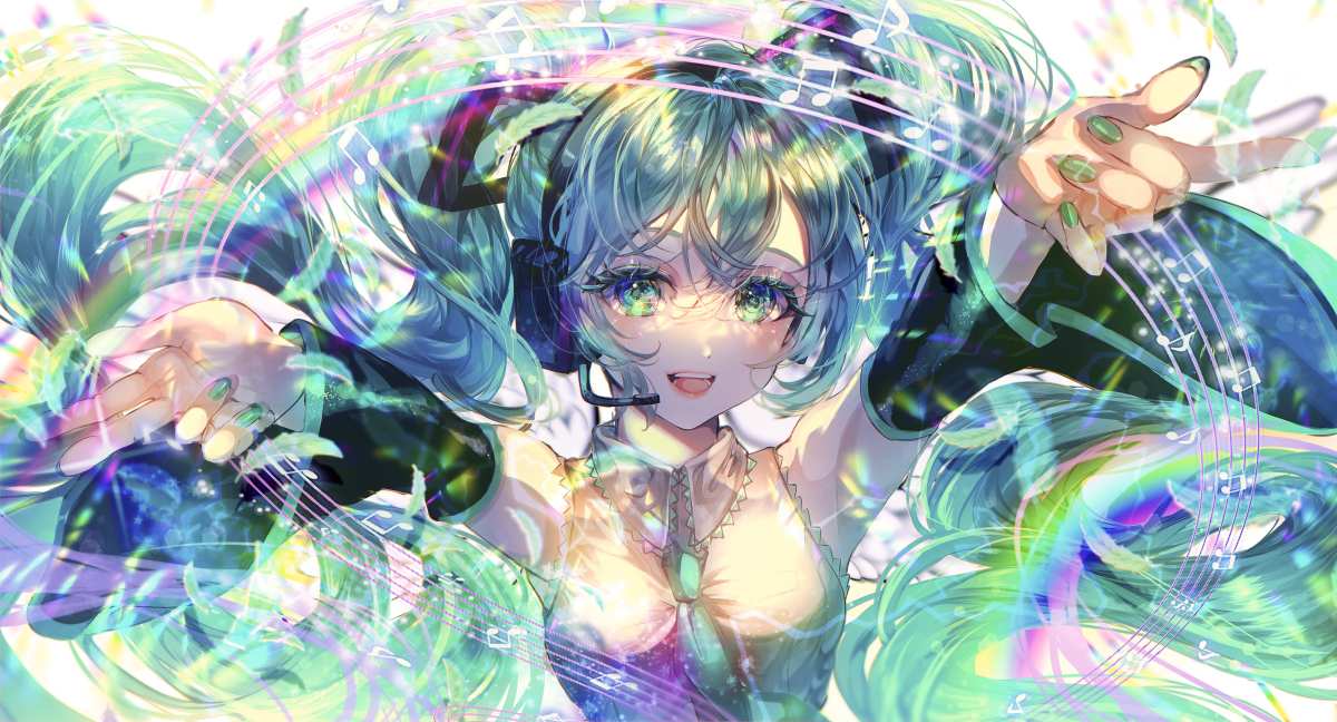 绿发耳机女孩