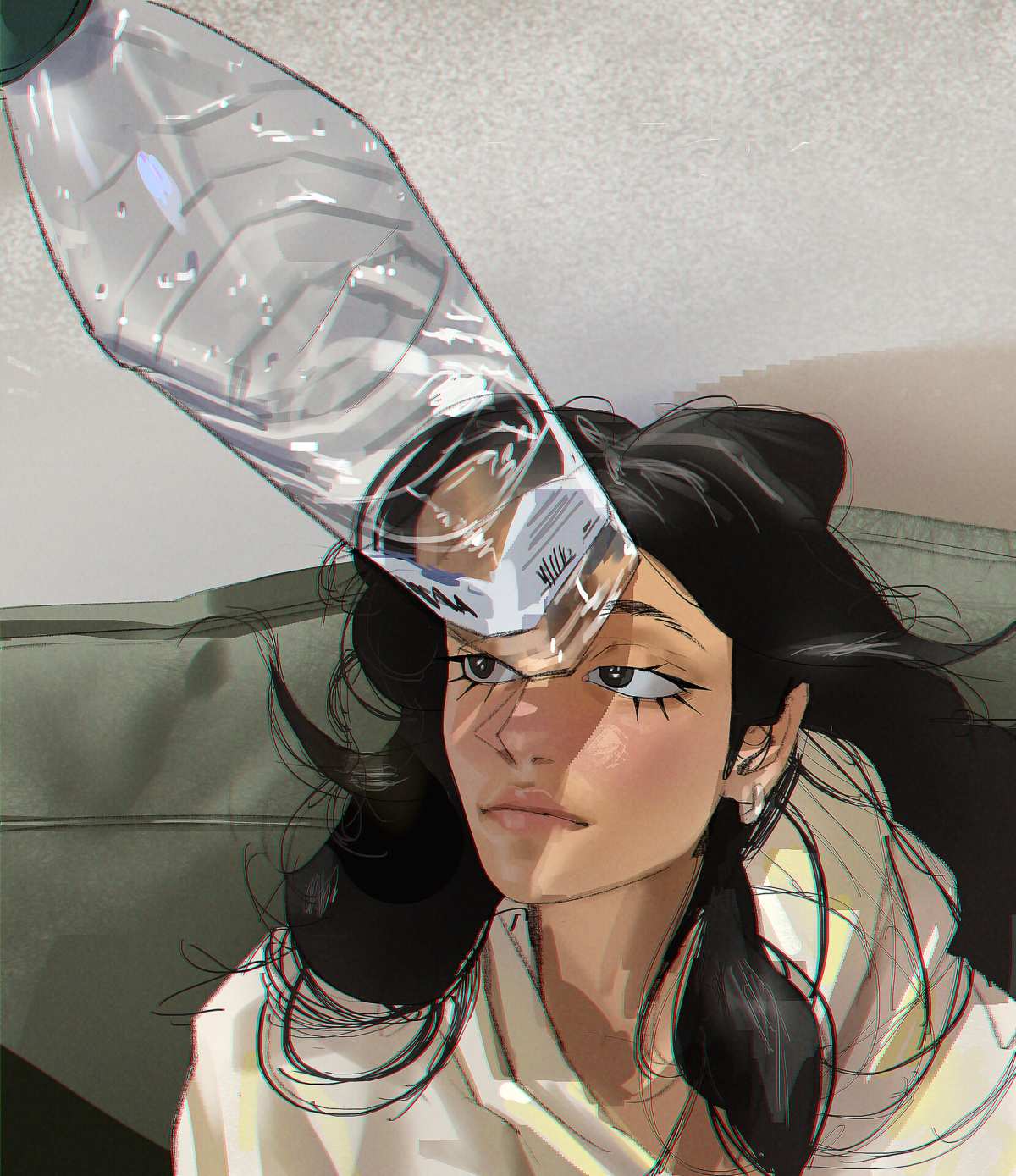 长发女孩与水瓶