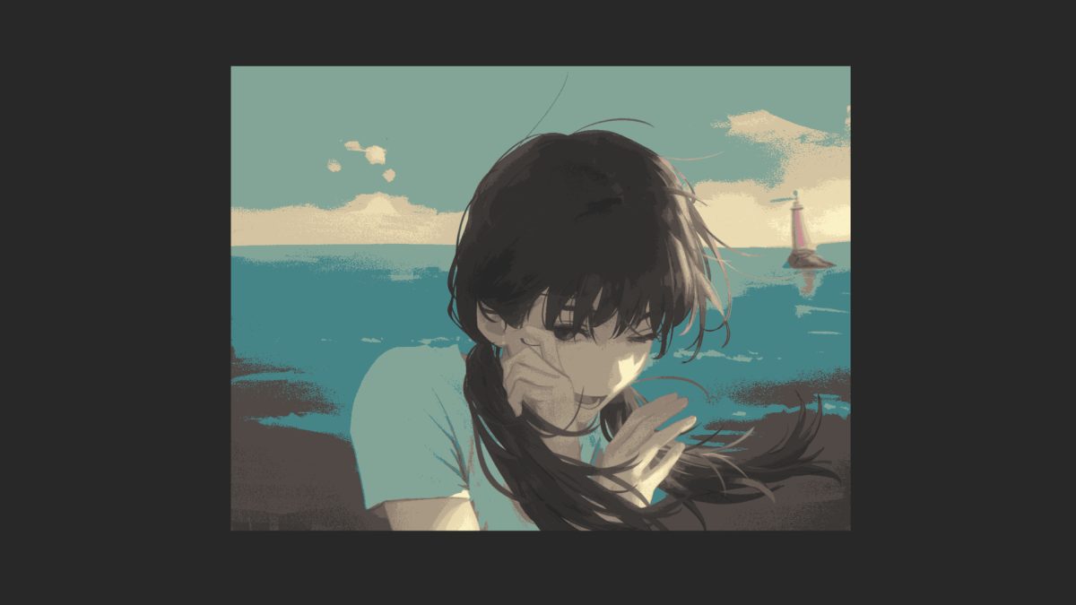 长发女孩海边