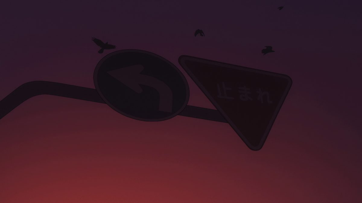 日落鸟影交通标志壁纸