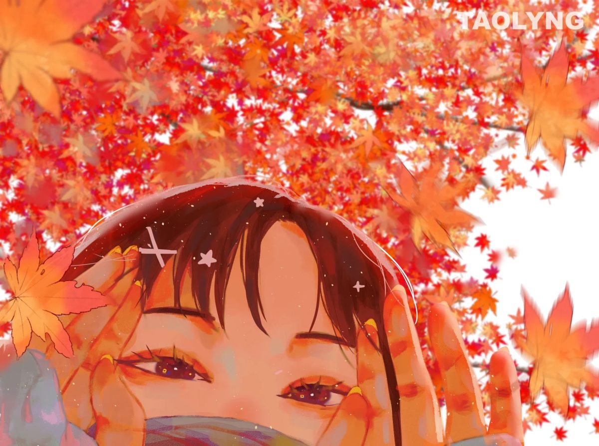 秋日枫叶少女