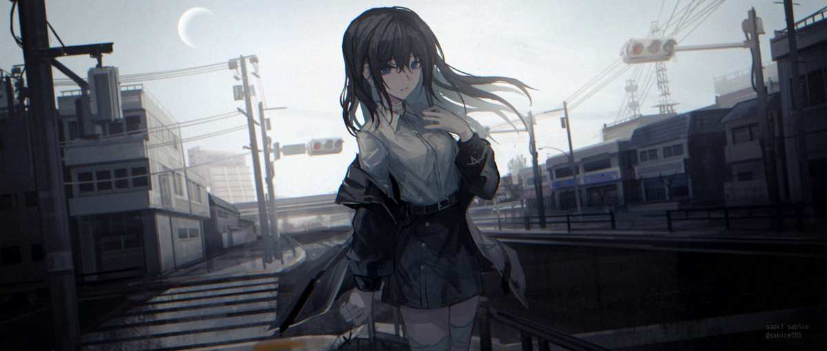 风中的长发少女