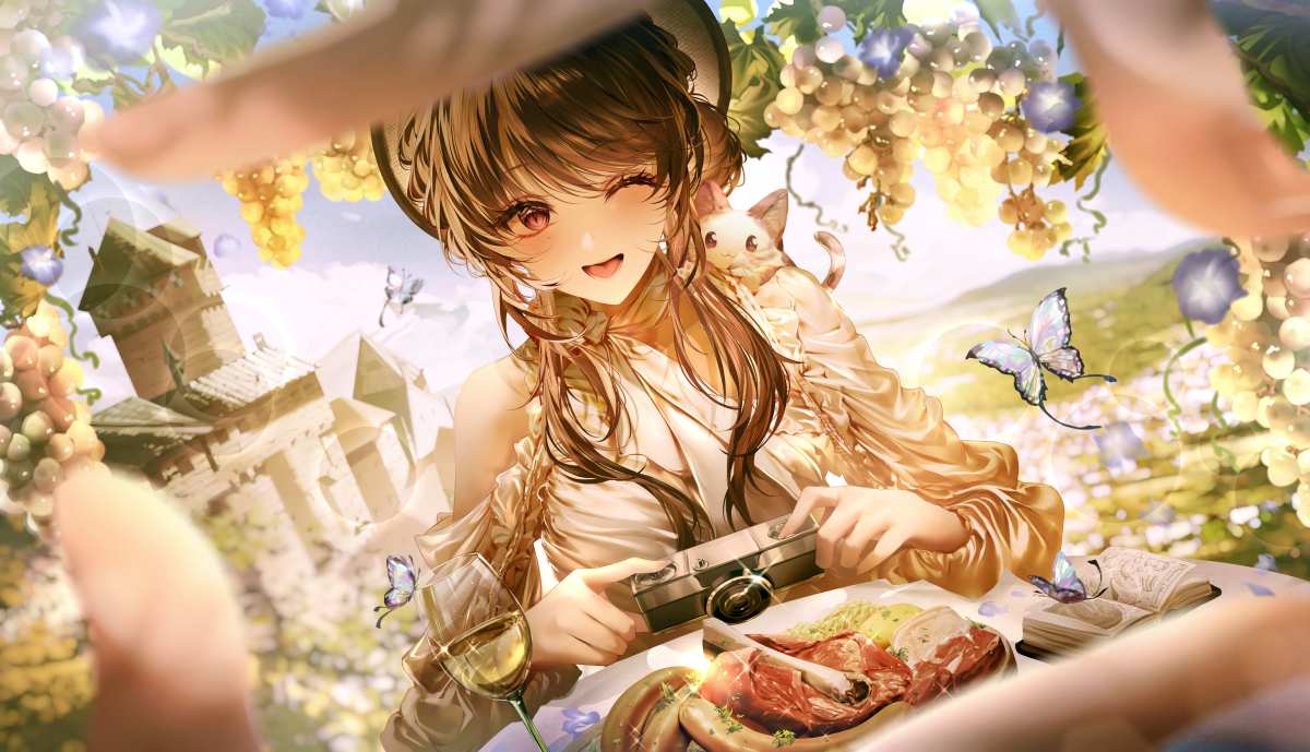 葡萄园中的微笑少女
