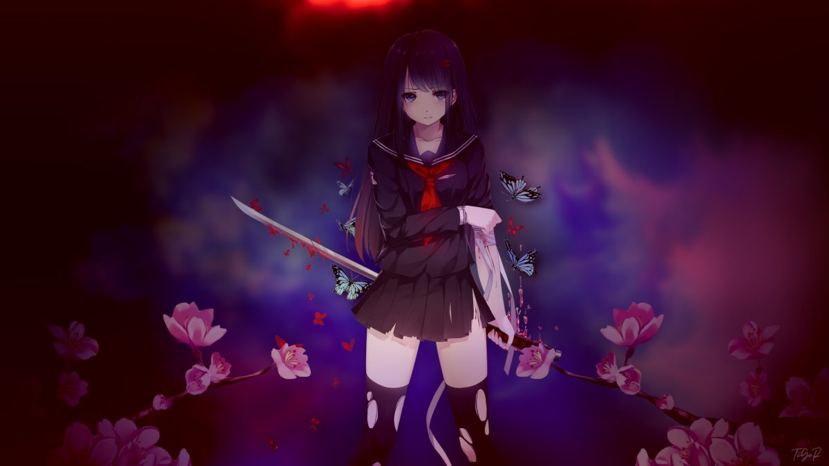 樱花下的少女