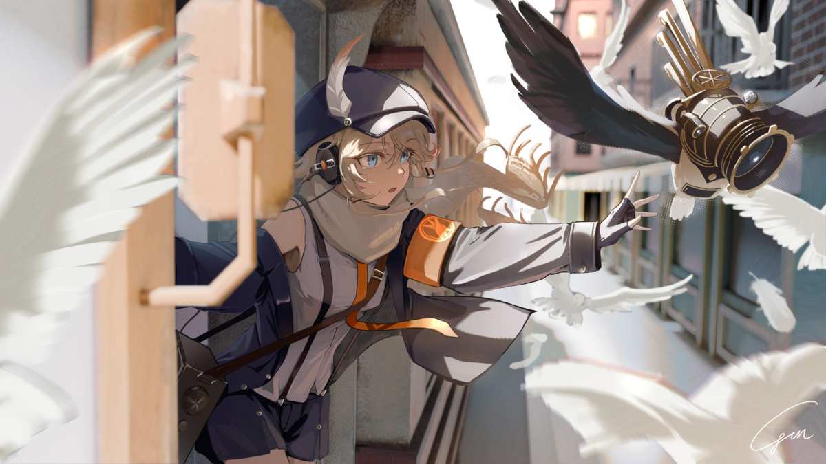 动漫少女与鸽子