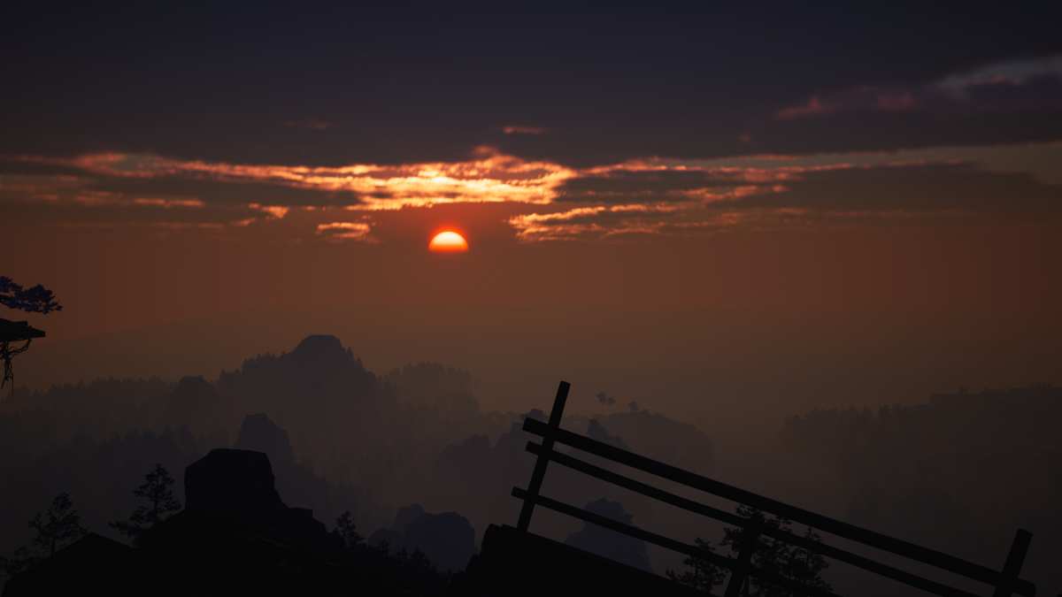 日落山景