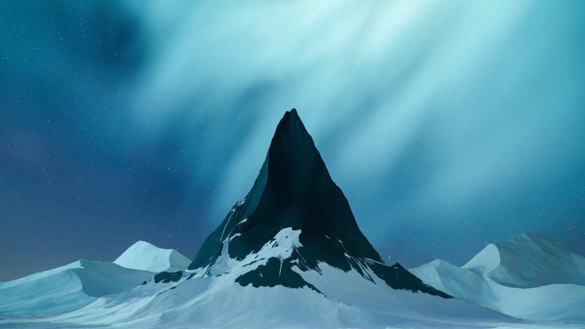 冰雪夜山