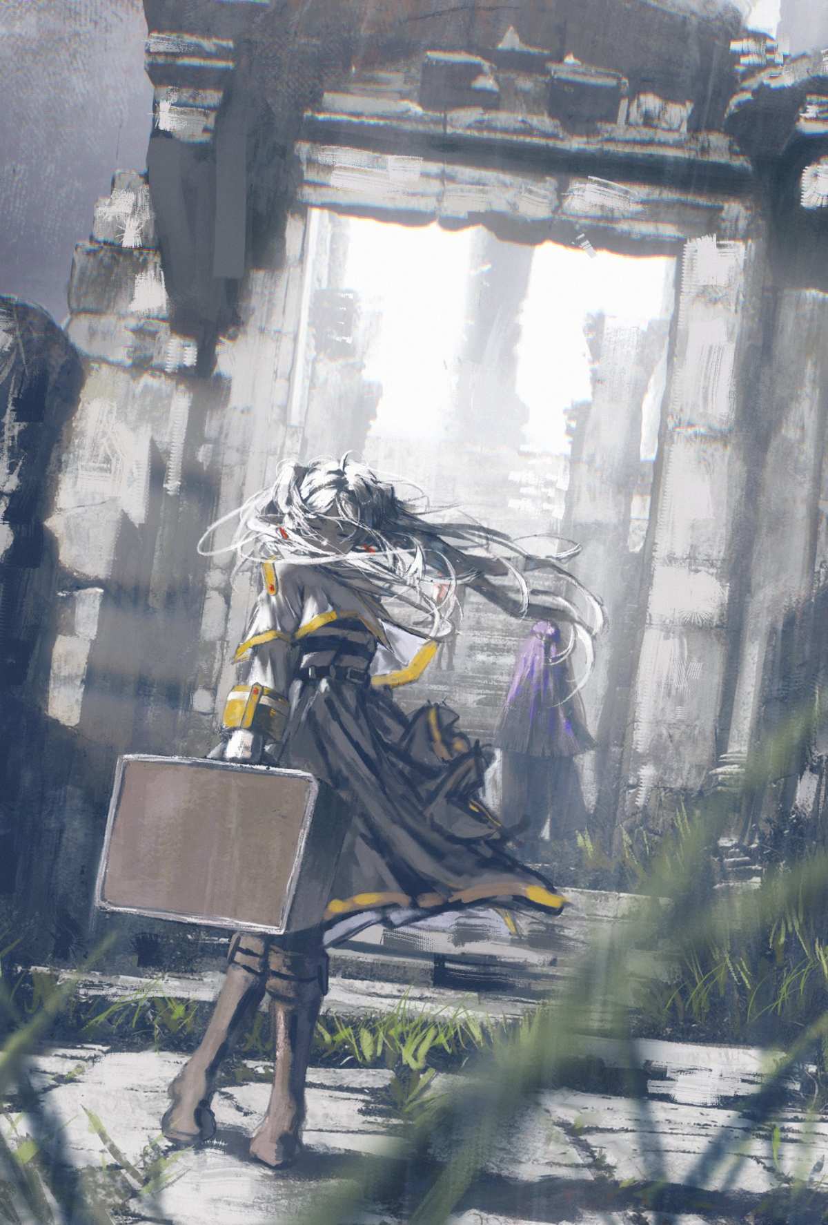 风中的长发少女