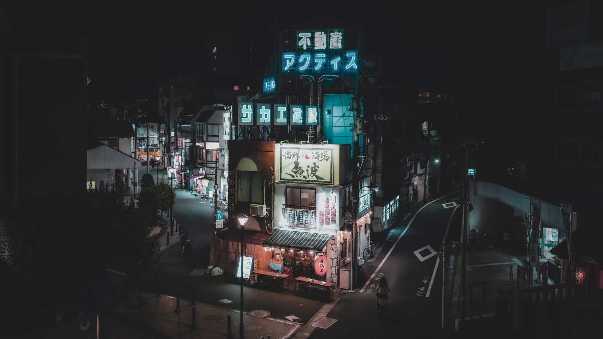 日本 · 路灯 · 霓虹灯高清壁纸