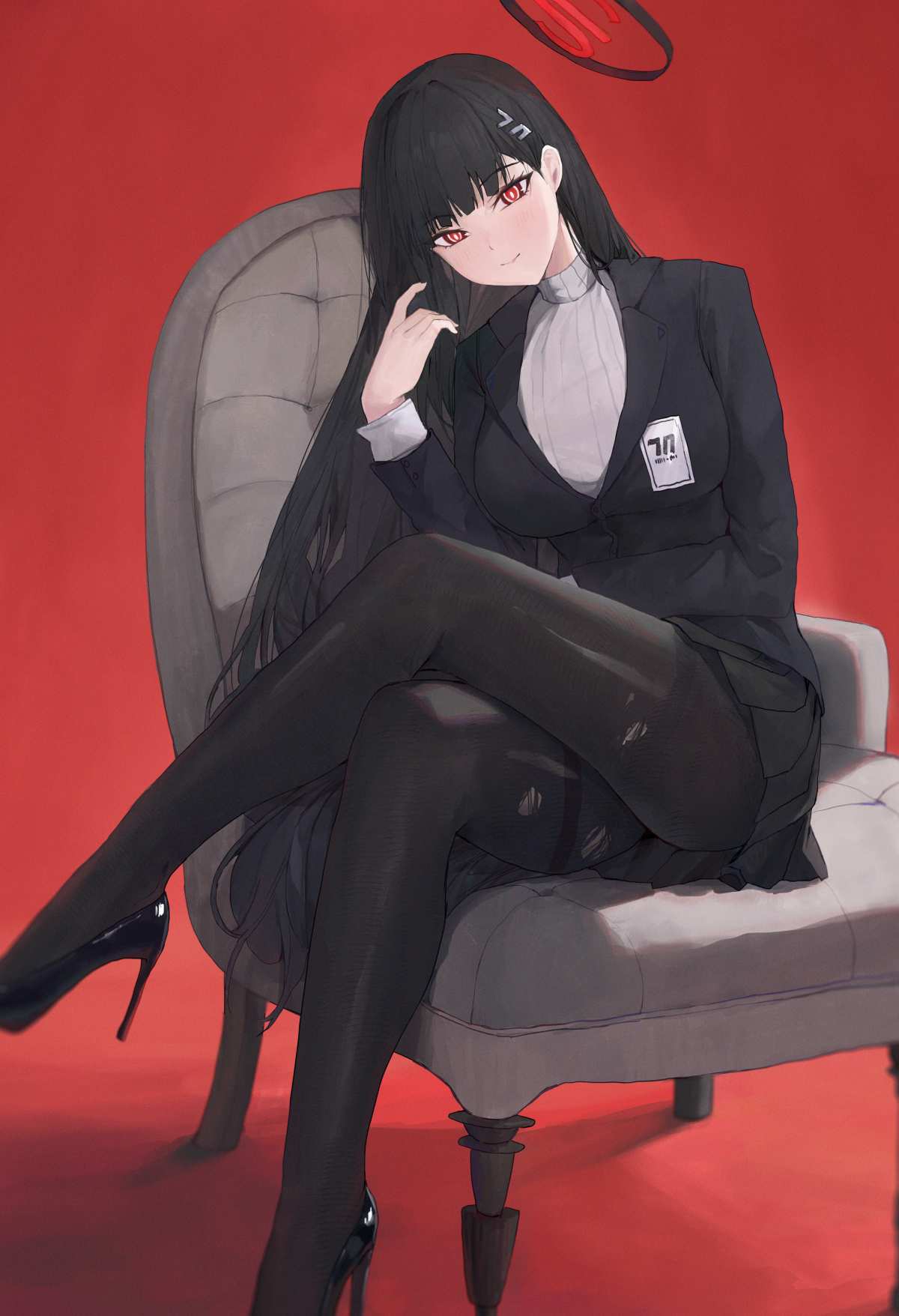 红眼黑发女孩桌面壁纸