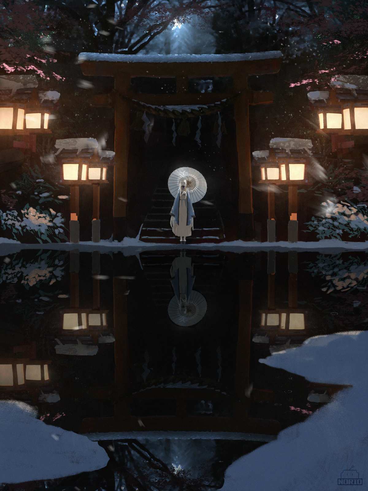 五郎长 · 灯笼 · 蓝色档案馆高清壁纸
