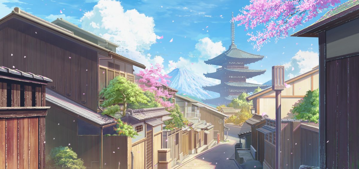 樱花下的古街