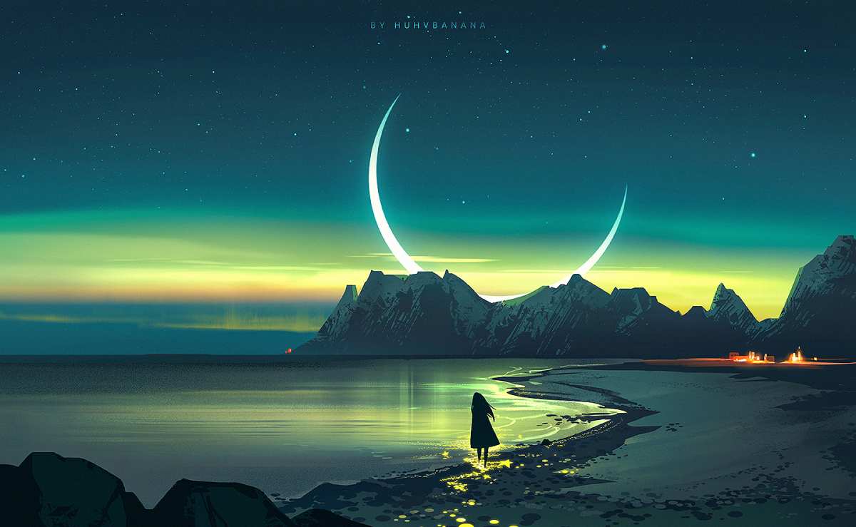星月下的幻想海岸